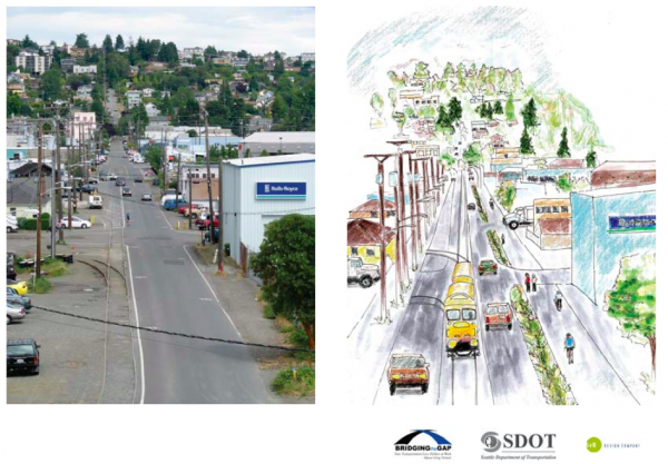 Concept looking towards Fremont and the Fred Meyer along NW 45th St.
