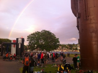 A rainbow blessed the start of the 2012 Nine to Five