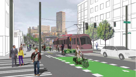 Concept image of completed Broadway at Pine St