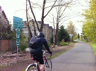 The sign on the Burke at 39th tells the story: you can go anywhere by bike!