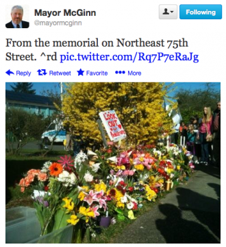 Mayor Mike McGinn attended a memorial April 1, 2013.