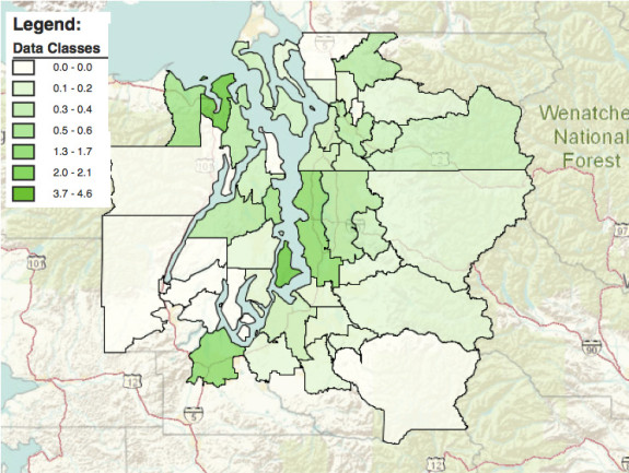 Map of "county subdivisions" via 2011 Census data (2012 not available for this view, or I just couldn't find it)