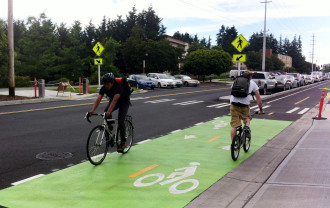 Linden Avenue was the site of Seattle first modern protected bike lanes
