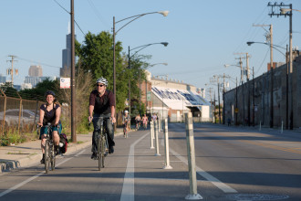 Photo of a bike lane in Chicago from People For Bikes
