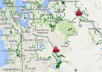 Approximate closure areas, via Google Maps.