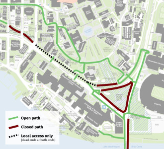 Recently-received UW trail detour map