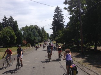 At Sunday Parkways. Residential streets packed with people of all ages and abilities