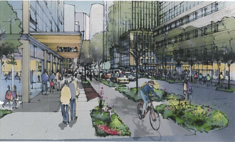 7th Ave protected bike lane concept from a 2012 presentation to the City Council