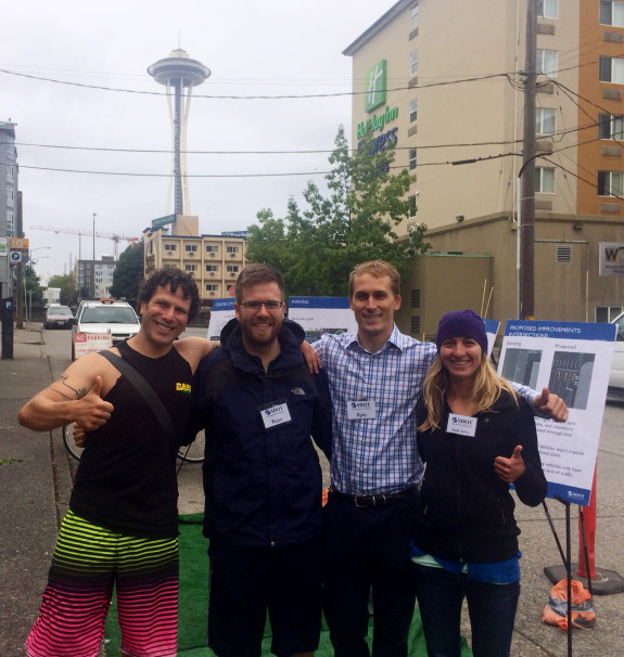 Brandon with SDOT staff at the Dexter on-street open house. Image from Brandon.