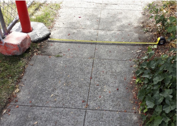 This sidewalk detour is less than 4 feet wide, which is the required width for sidewalks.