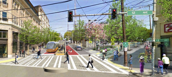 Better walking, biking and transit. Why you should vote YES on Prop 1 to Move Seattle. Image: Madison Bus Rapid Transit concept.