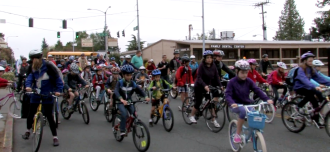 A small part of a giant bike train to Bryant Elementary
