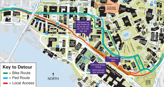UPDATED 10/12 with new map from UW showing which bridges are open.