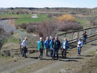 Hikers on the trail. Photo from the Tekoa Trail and Trestle Association