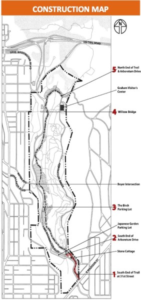 A construction map showing the area completed