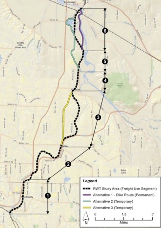 The trail may be constructed in segments. Map from a 2013 presentation to the Council