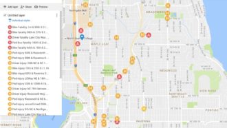 Snapshot of recent traffic deaths and serious injuries in NE Seattle, from SNG.