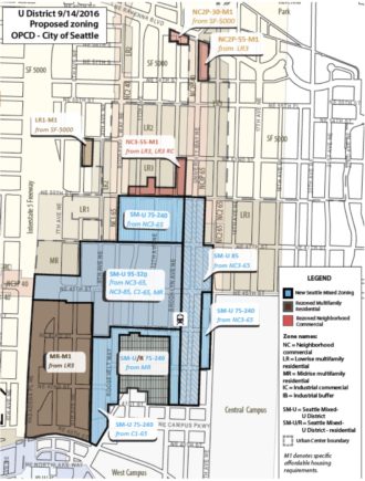 Map of the zoning changes, from a September briefing to Council.