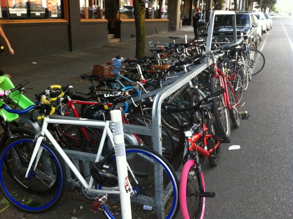Yes, there is demand for more bike parking in Seattle (taken during Capitol Hill Block Party 2012)