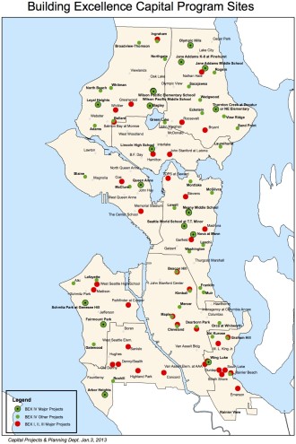 Map of BEX projects (obviously, not all of these will address car drop-off, but some could)