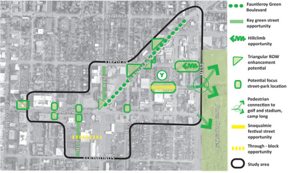 Early plans for the Fauntleroy Green Boulevard (does not include bike lanes)