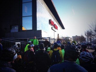 Councilmember Tom Rasmussen attended the ride and addressed the crowd