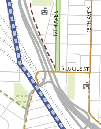 Bike Master Plan (Blue = Protected bike lane, Green = Neighborhood greenway, Orange = Painted bike lane)
