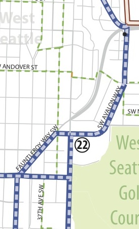 From the city's Bike Master Plan, this stretch of Fauntleroy is a key connection.