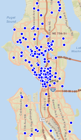 Past month of stolen bike reports to Seattle Police, from data.seattle.gov