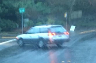 The suspect vehicle is a white Subaru Outback wagon, maybe with a plate starting "AWL." Anyone with info should call the Kirkland PD tip line: (425) 587-3515