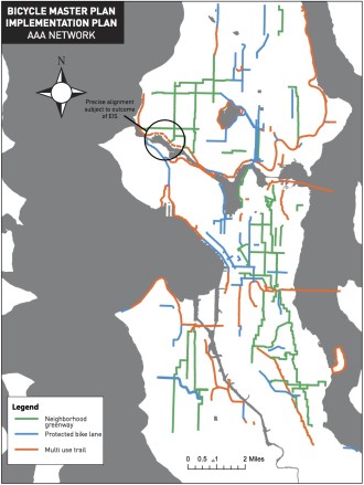 In five years, the city's network of all ages and abilities bike routes will still be disconnected according to the latest update