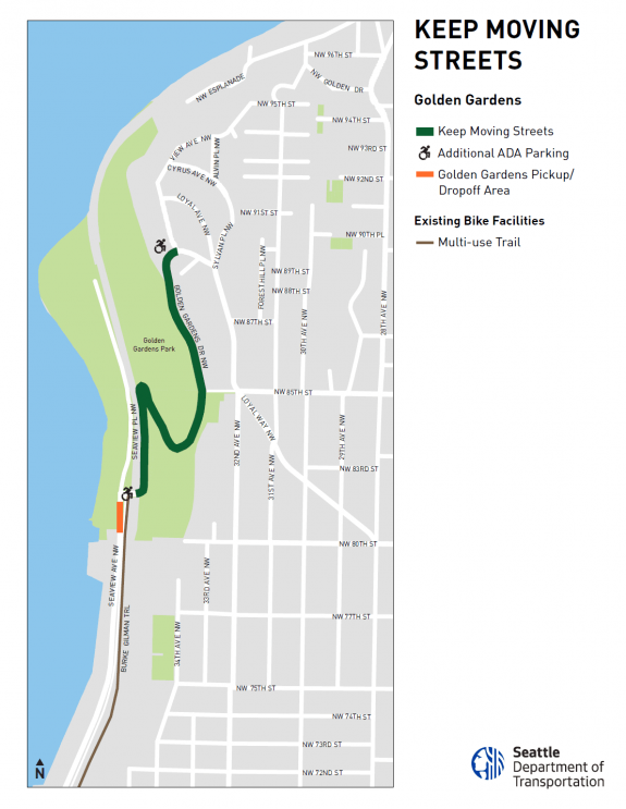 Map of the Golden Gardens Drive Keep Moving Street.