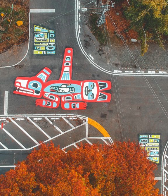 Aerial photo of the mural. 
