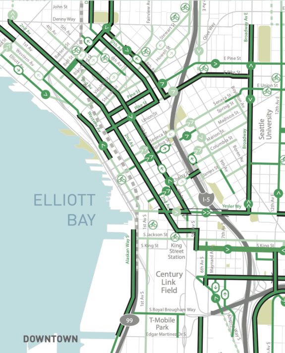Downtown bike map insert.