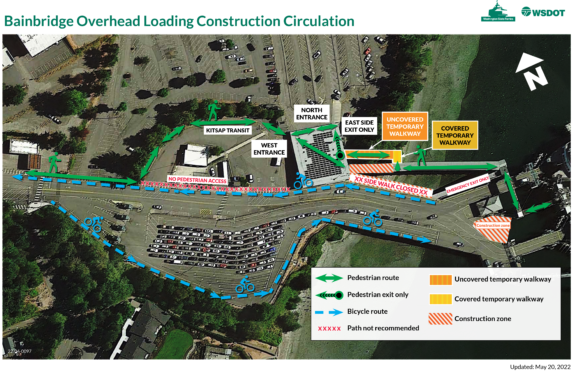 Map of the walking and biking route changes.