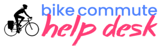 Bike Commute Help Desk logo with a pictogram of a person on a bike