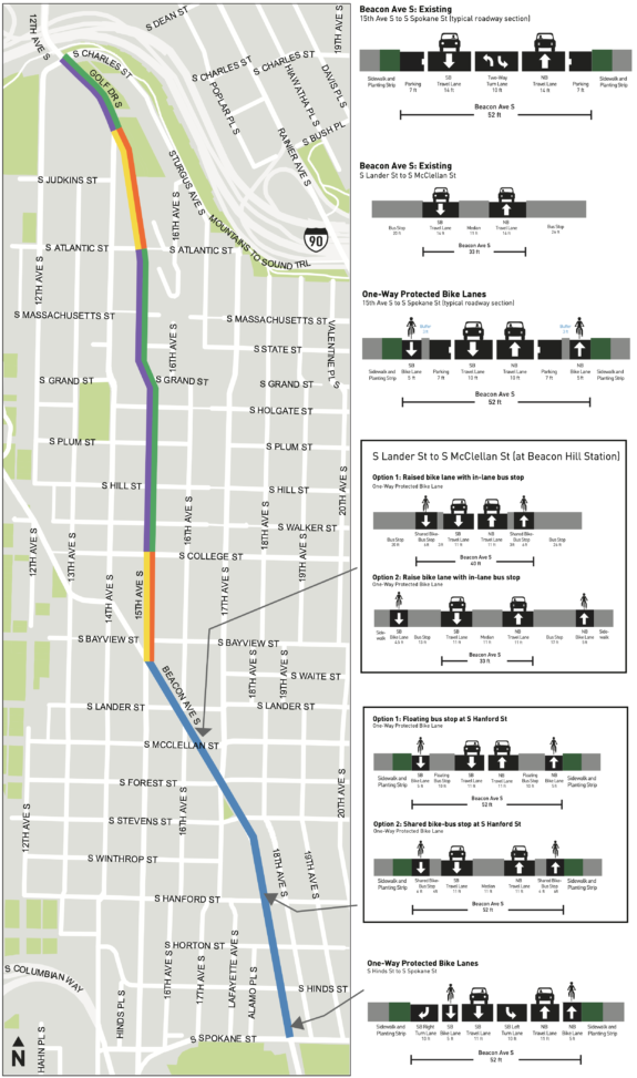 Map and design details for the Beacon Ave segment.