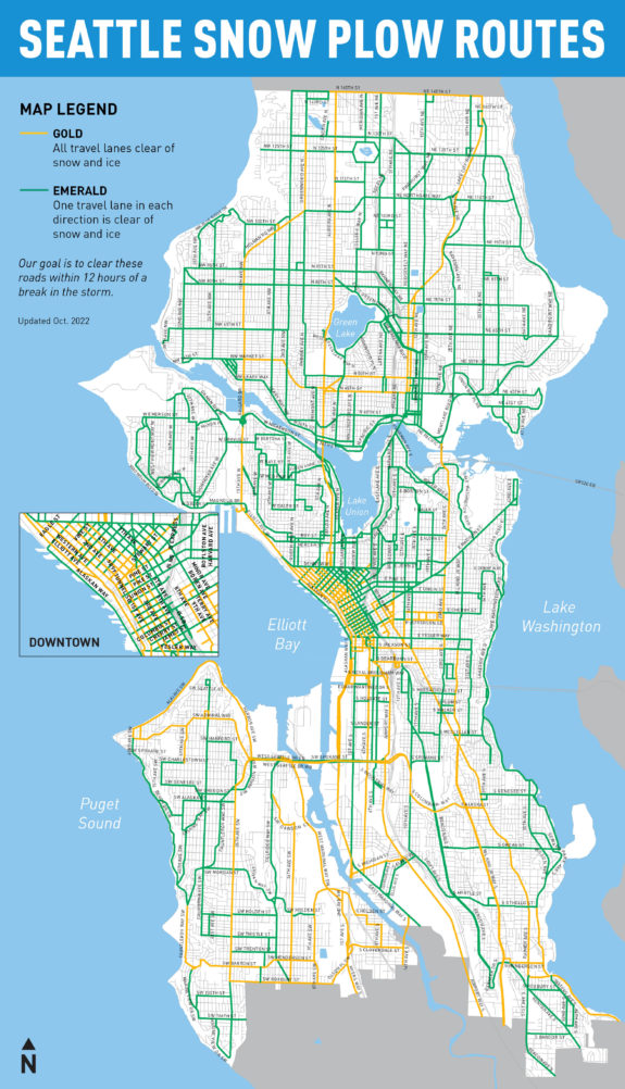 Map of Seattle snow plow routes updated October 2022.