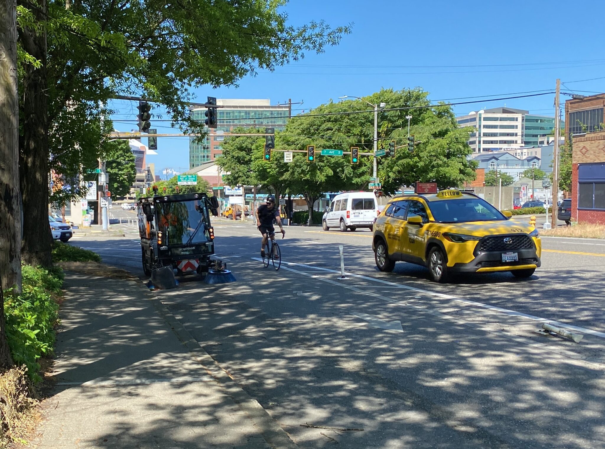 Seattle is testing an electric bike lane sweeper