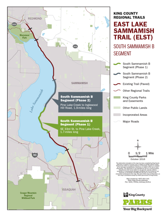 Map of the East Lake Sammamish Trail.