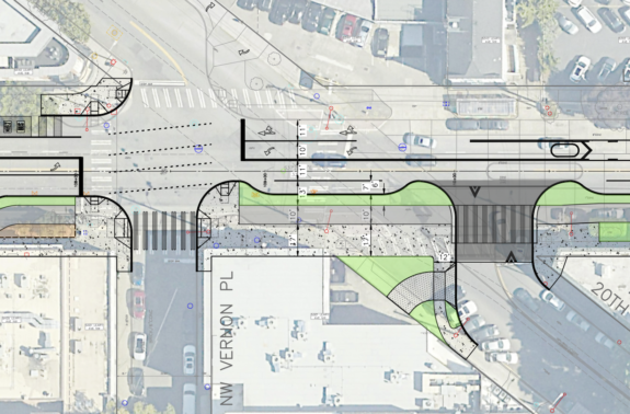 Top-down design plot showing large curb extensions.