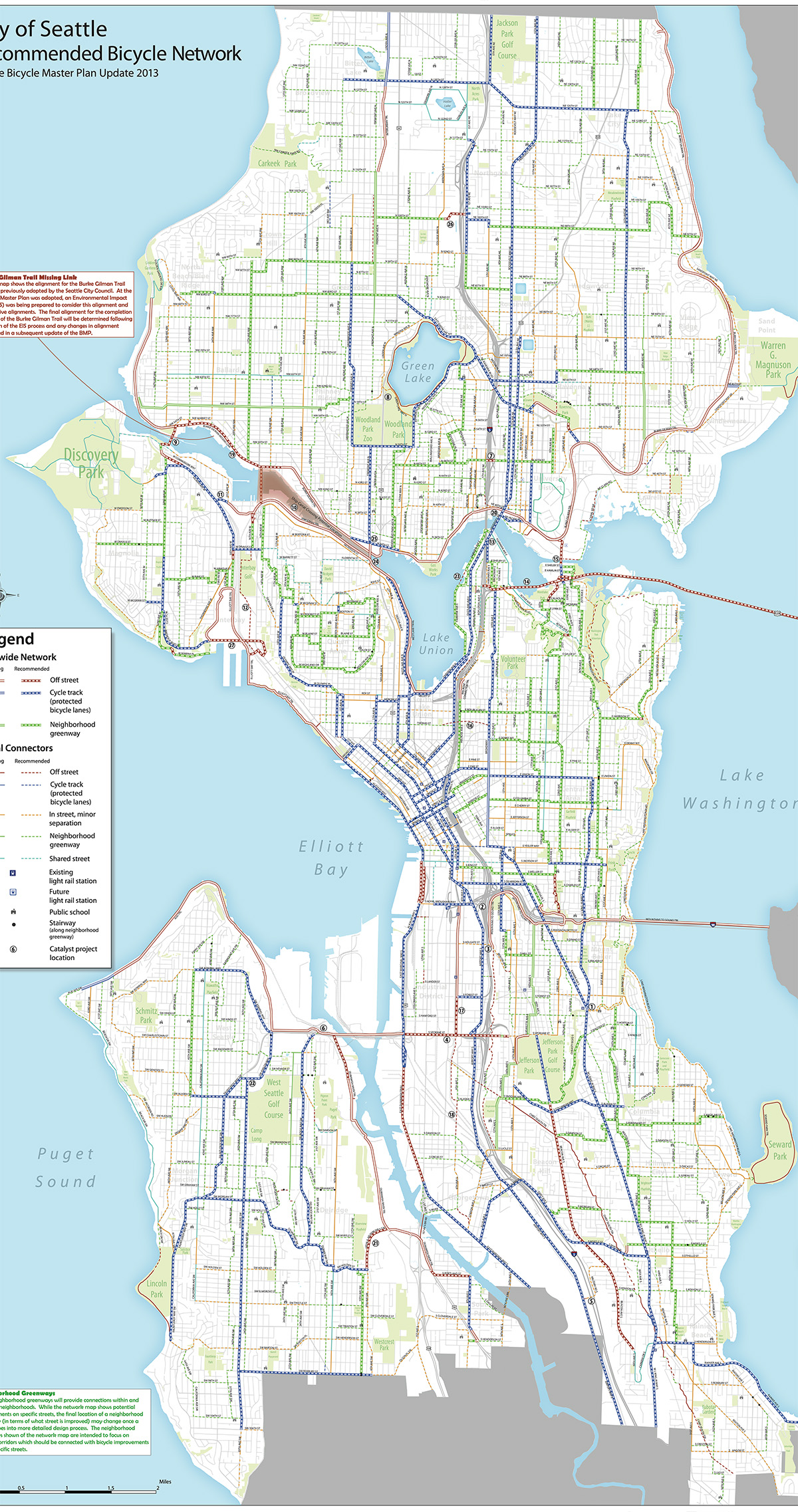 The 2014 Bicycle Master Plan Recommended Bicycle Network.
